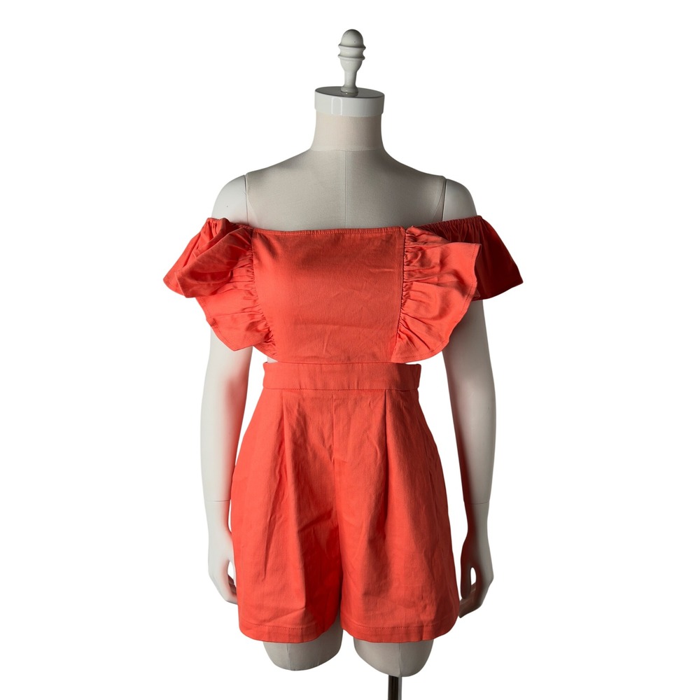 Flying Tomato Orange Ruffle Cut-Out Romper IP7584DG Small Summer Festival - Picture 2 of 16